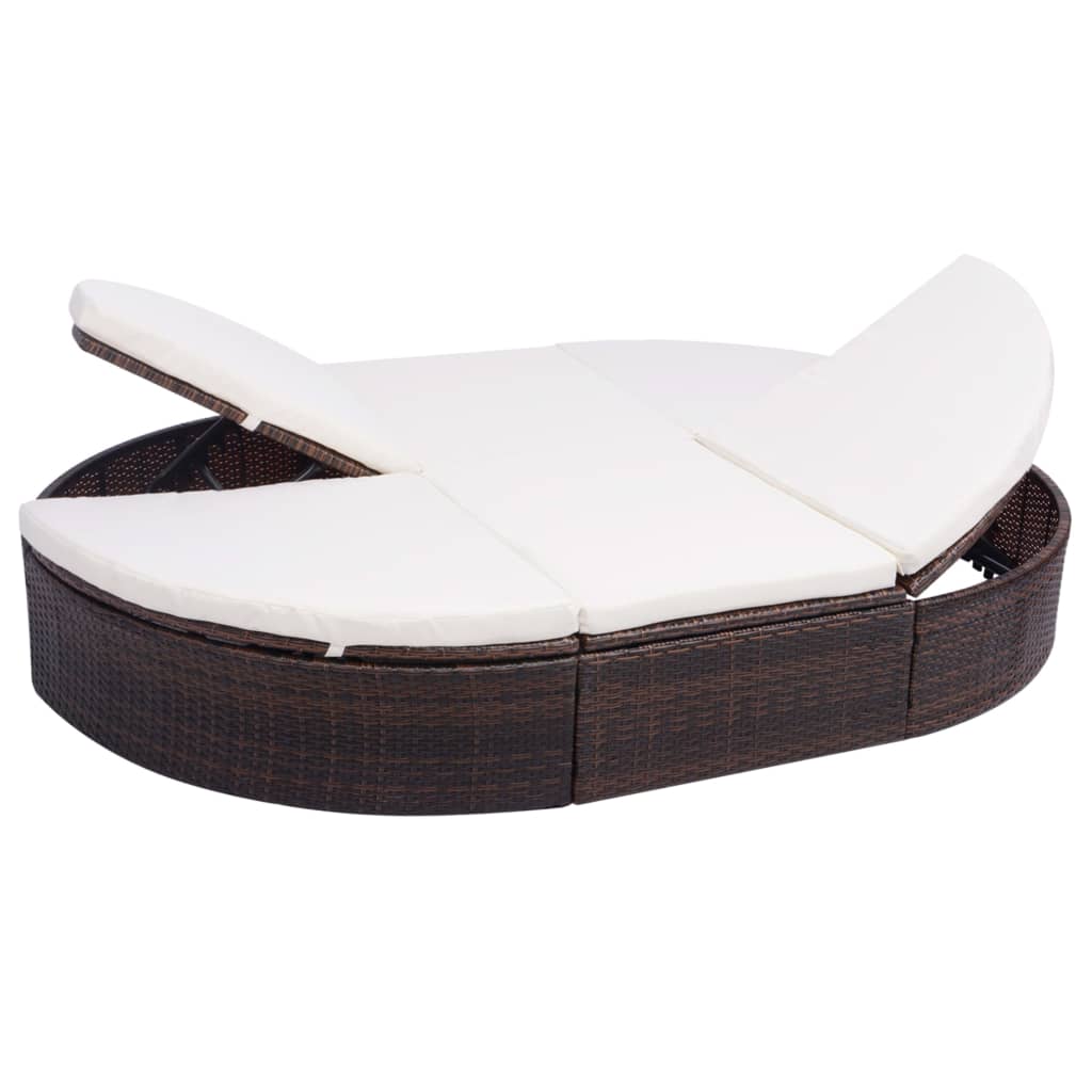 Ligbed Met Kussens 2-Persoons Poly Rattan