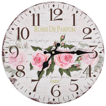 Wandklok Vintage Stijl Bloemen