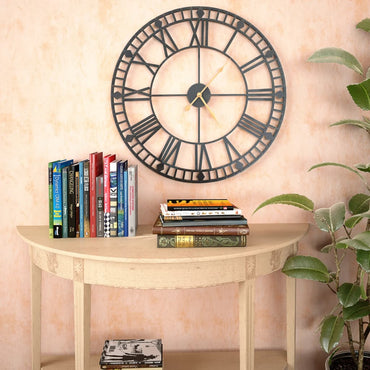 Wandklok Vintage-Stijl Met Quartz-Mechanisme Xxl 60 Cm Metaal