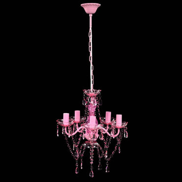 Kristallen Licht Met 5 Gloeilampen Rosa