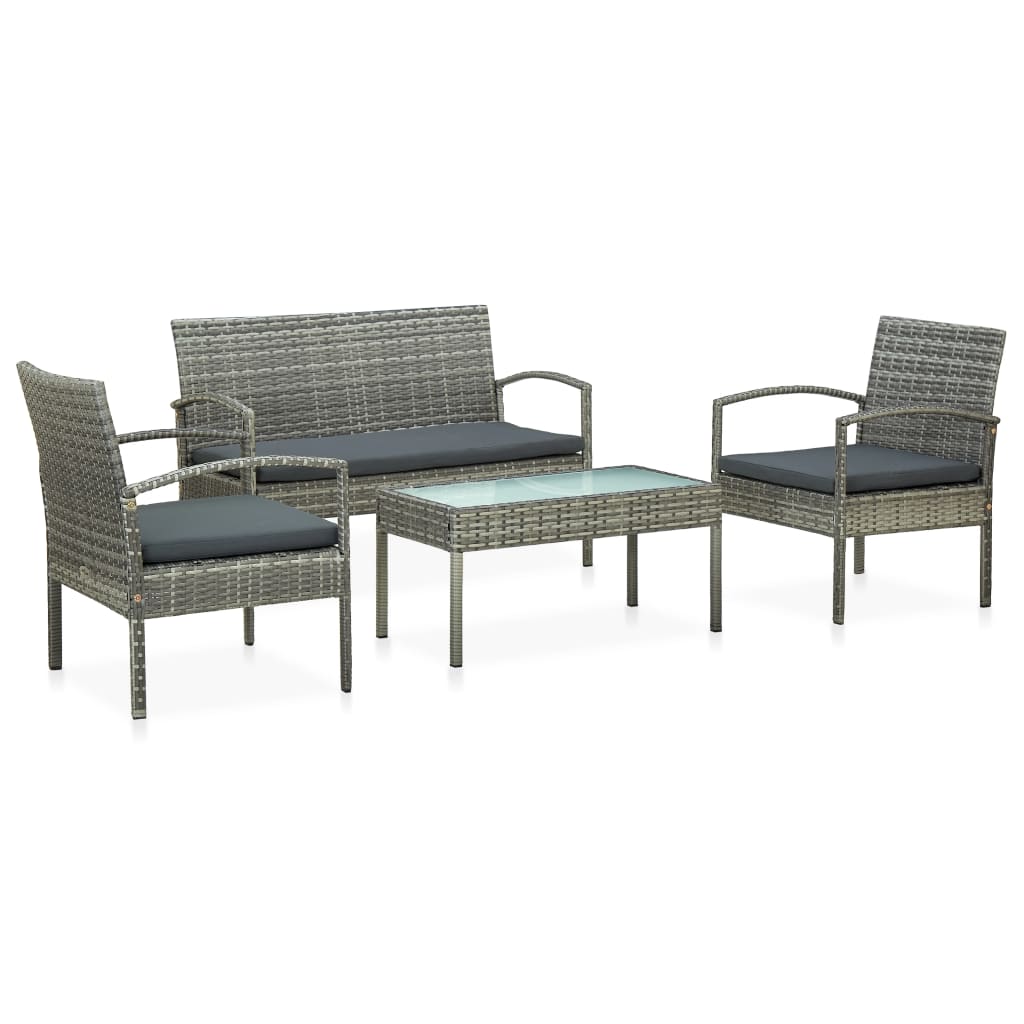 Loungeset Met Kussens Poly Rattan