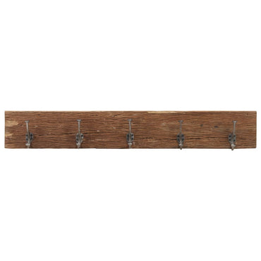 Wandkapstok Met 5 Haken 100X2,5X15 Cm Massief Gerecycled Hout