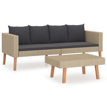 2-Delige Loungeset Met Kussens Poly Rattan