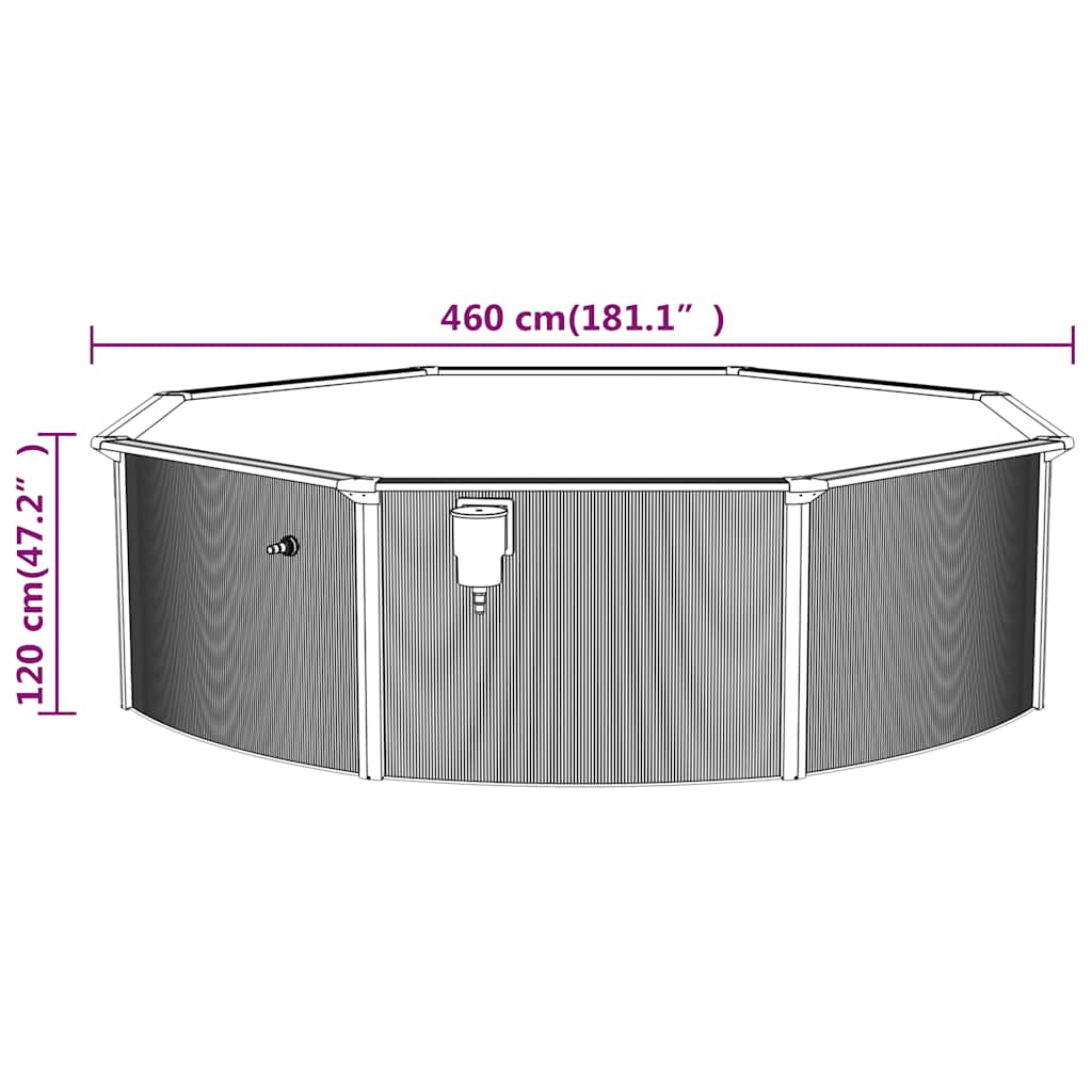 Met Stalen Wand Rond 460X120 Cm Wit