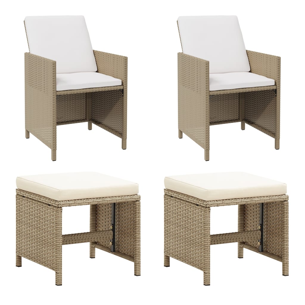 4-Delige Tuinstoelen- En Voetenbankenset Poly Rattan