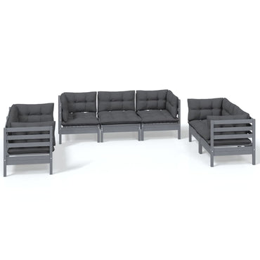 7-Delige Loungeset Met Kussens Massief Grenenhout