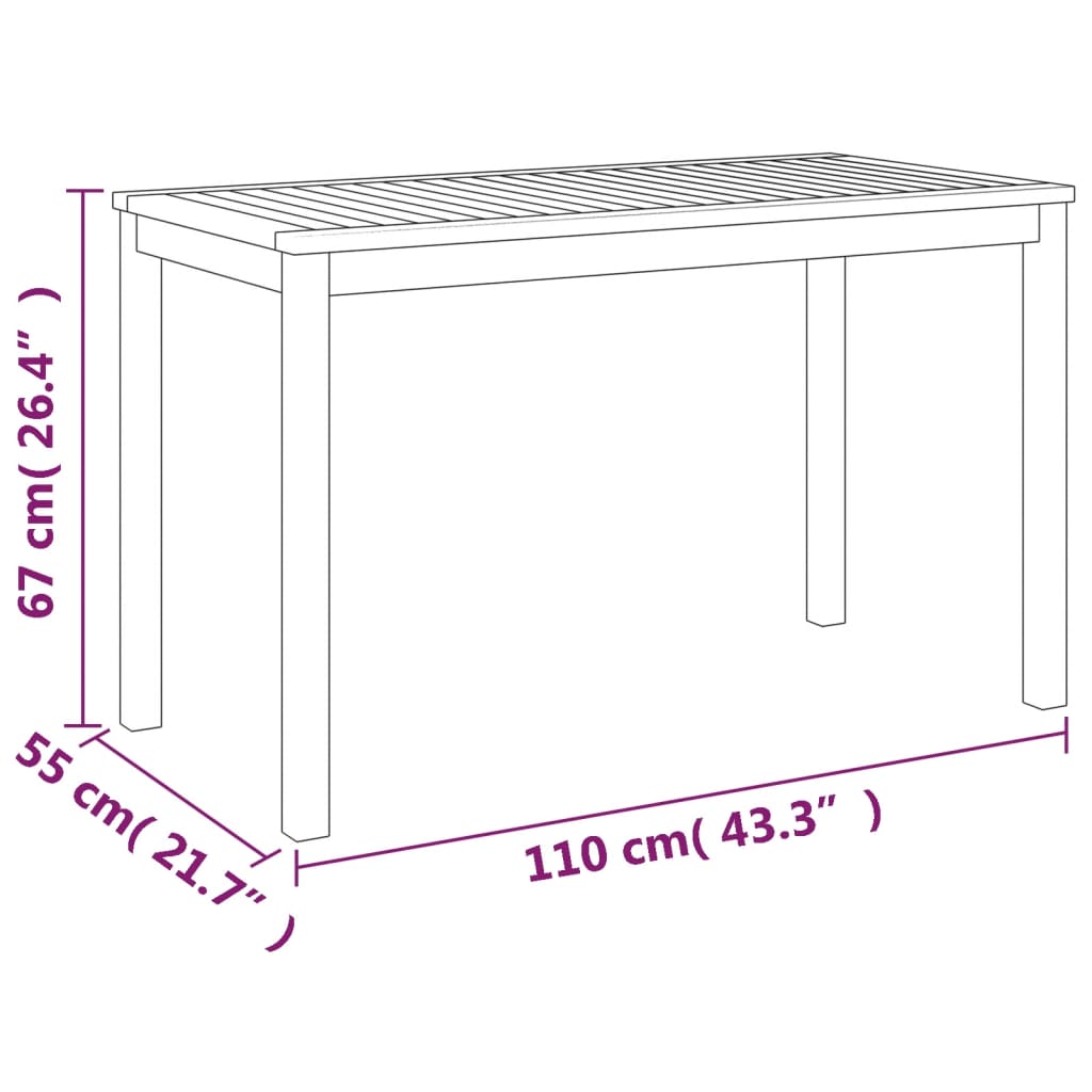 Tuintafel 110X55X67 Cm Massief Acaciahout Crème