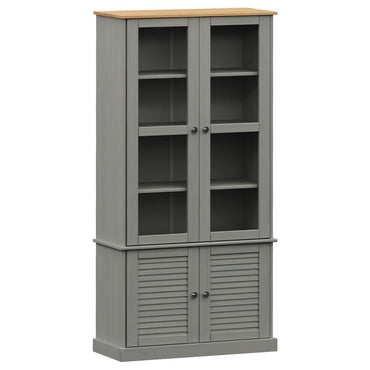 Vitrinekast Vigo 85X35X170 Cm Massief Grenenhout