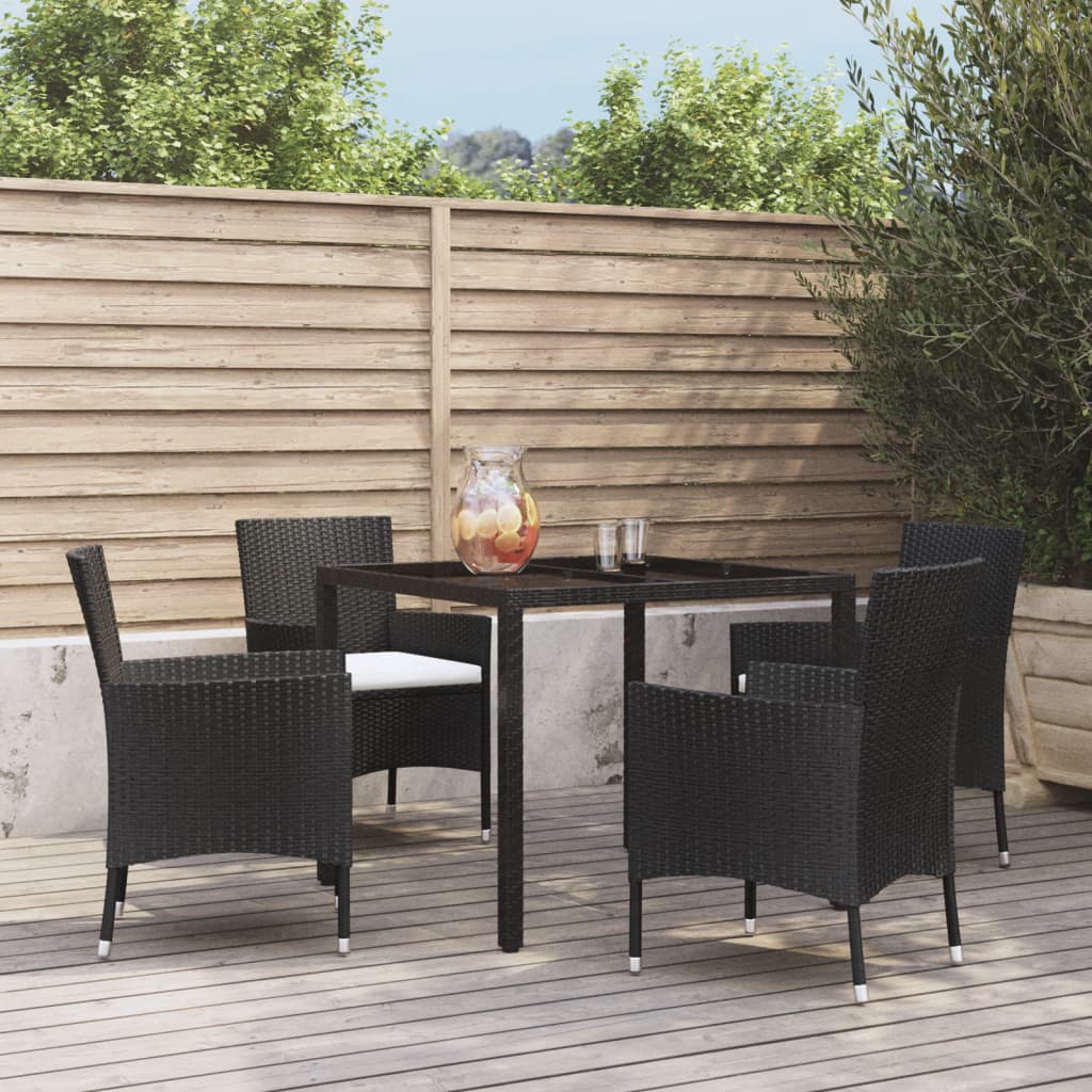 5-Delige Tuinset Met Kussens Poly Rattan Zwart