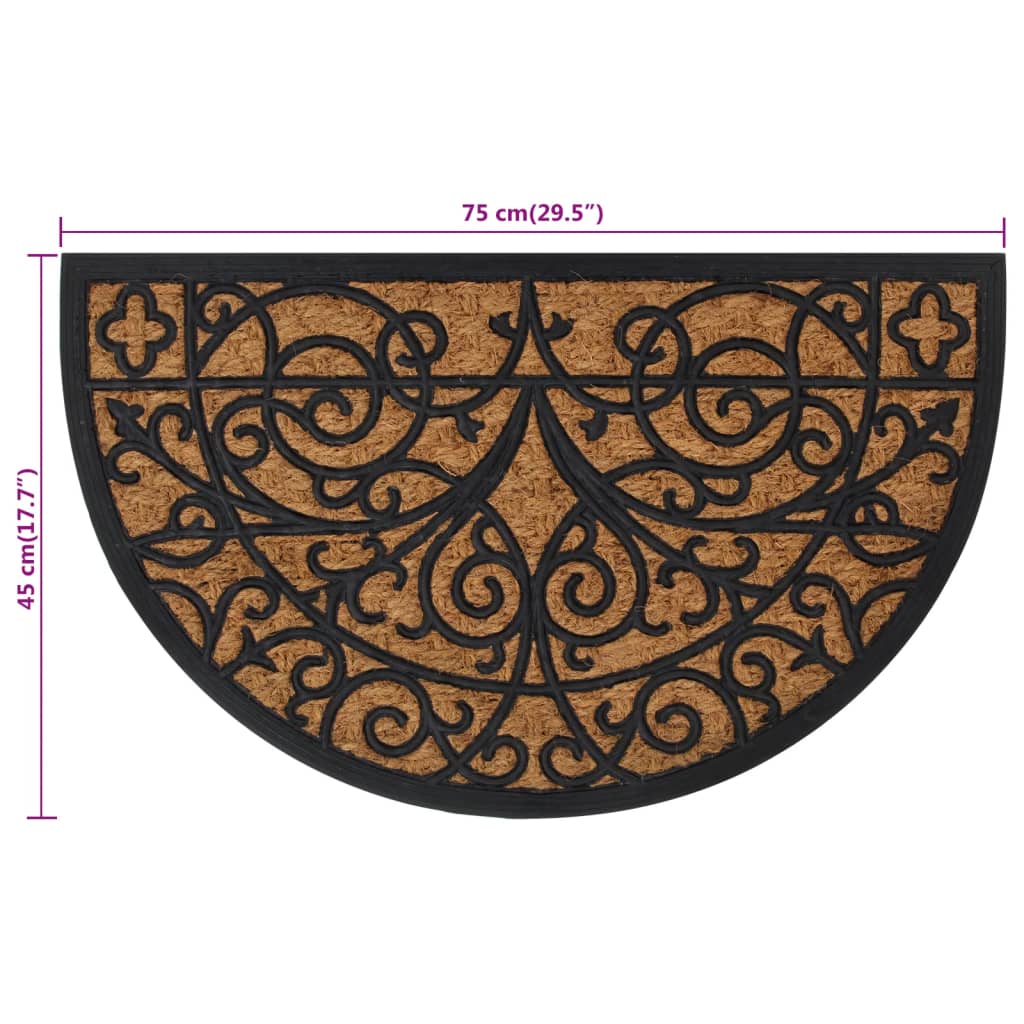 Deurmat Halfrond 45X75 Cm Rubber En Kokosvezel