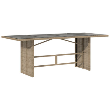 Tuintafel Met Glazen Blad 190X80X75 Cm Poly Rattan