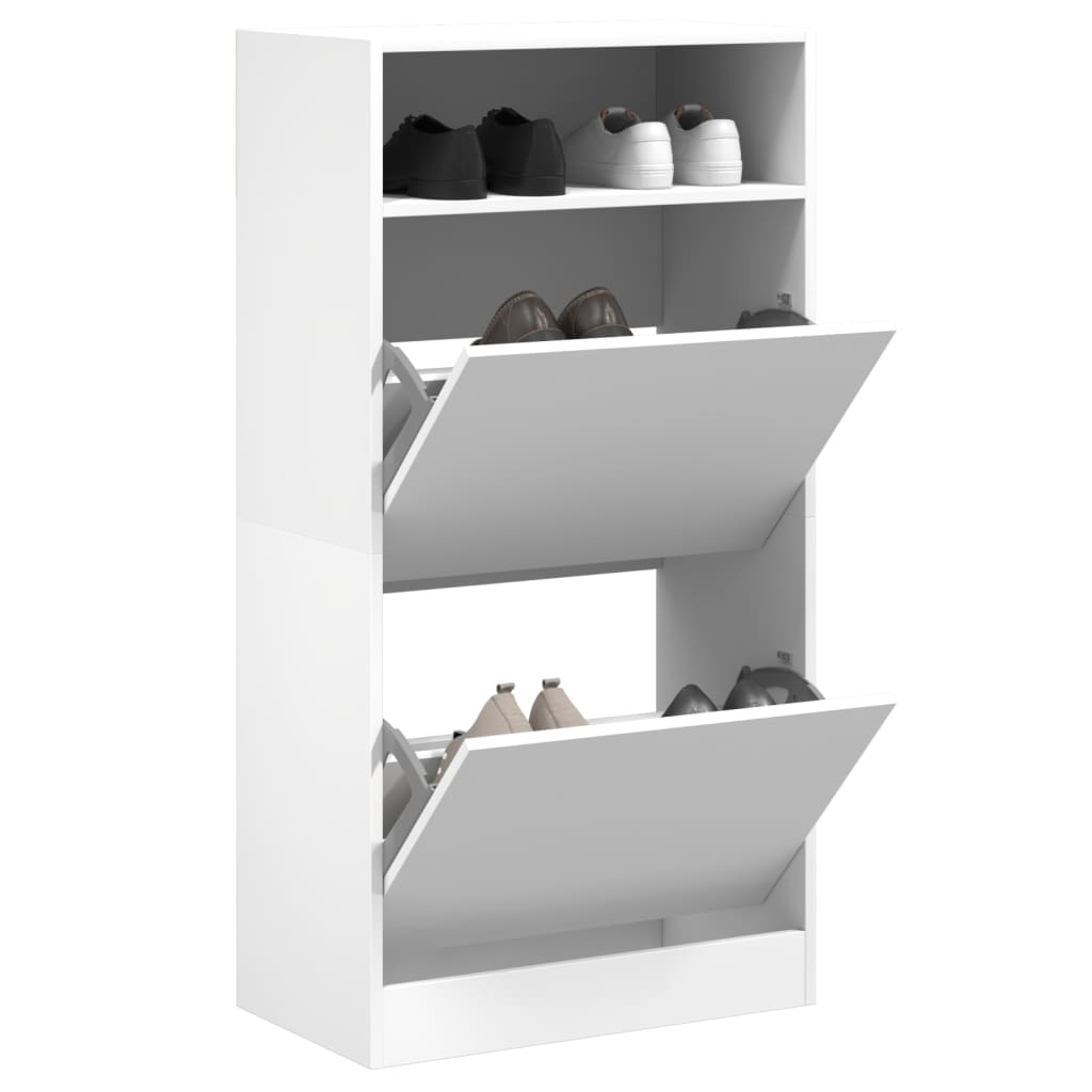 Schoenenkast Met 2 Klaplades 80X34X116 Cm Wit