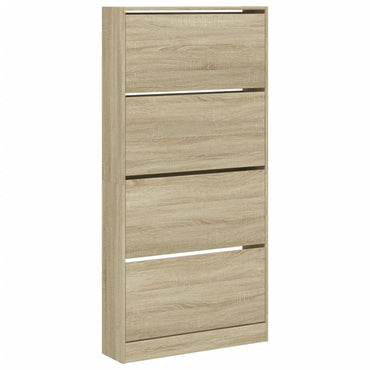 Schoenenkast Met 4 Klaplades 80X21X163,5 Cm Kleurig Sonoma Eiken