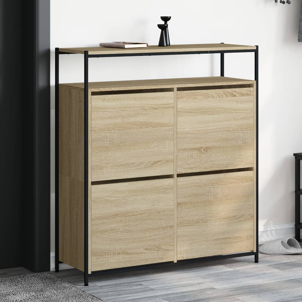 Schoenenkast 75X34X112 Cm Bewerkt Hout Kleurig Sonoma Eiken