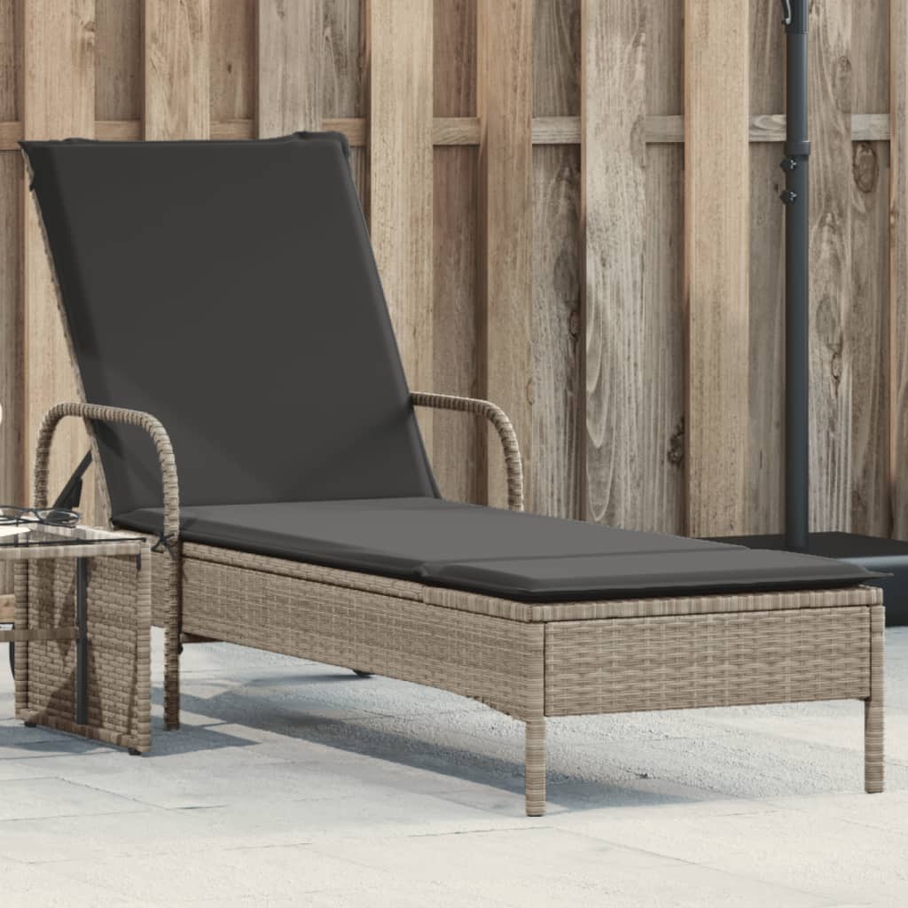 Ligbed Met Wielen En Kussen Poly Rattan