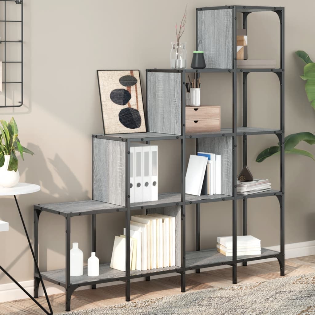 Boekenkast 92X30X Bewerkt Hout En Metaal Grijs Sonoma
