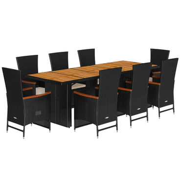 9-Delige Tuinset Poly Rattan Zwart
