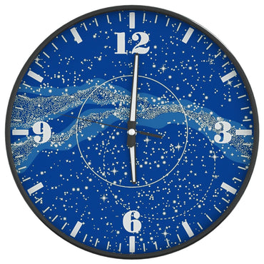 Wandklok Met Lichtgevende Wijzerplaat En Wijzers Ø30 Cm Blauw