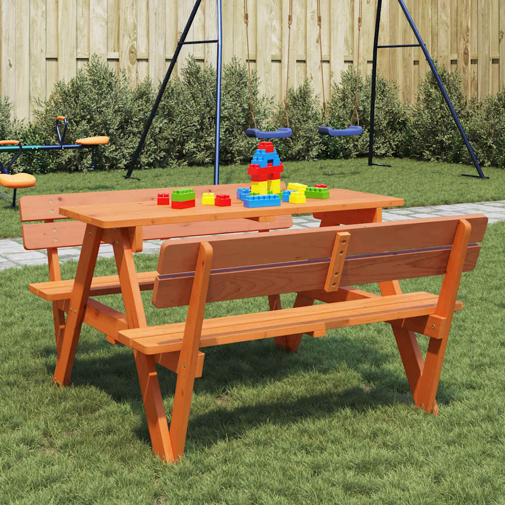 Picknicktafel Voor 4 Kinderen Met Parasol Massief Vurenhout