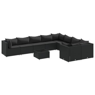 10-Delige Loungeset Met Kussens Poly Rattan