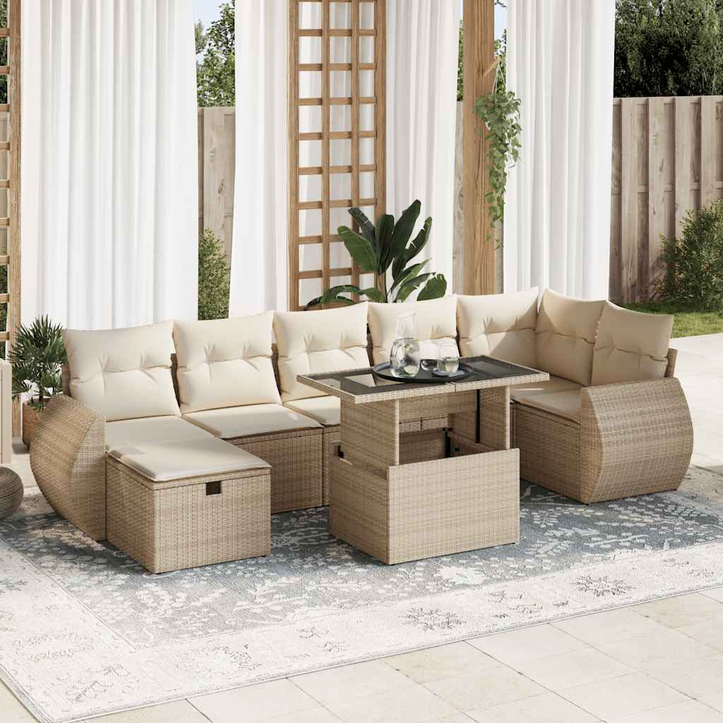 8-Delige Loungeset Met Kussens Poly Rattan