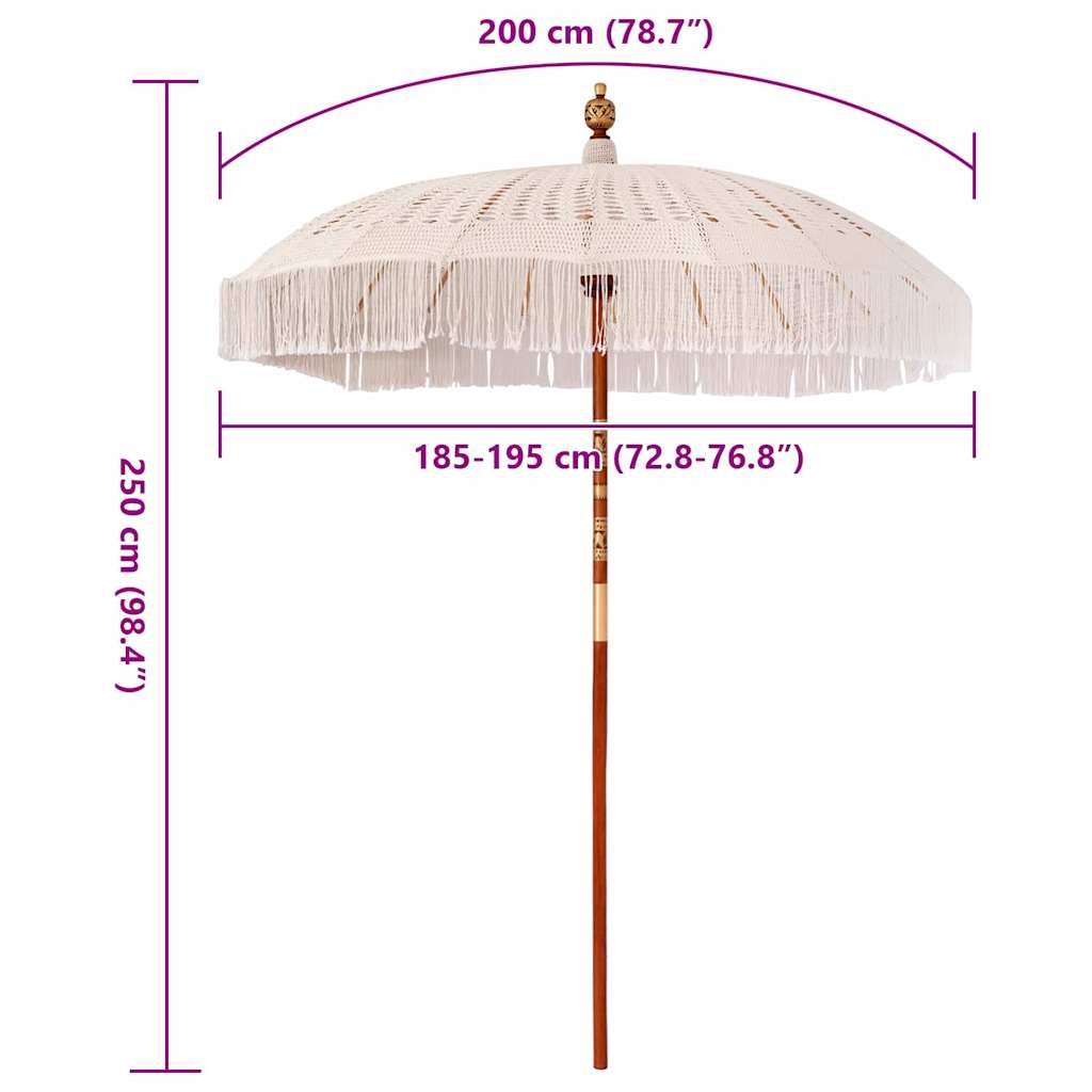Macramé Parasol Crème 190 X 190 X 260 Cm