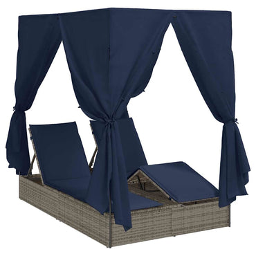 Dubbele Ligbed Verstelbaar Zwart 205 X 129 X 200 Cm Poly Rattan