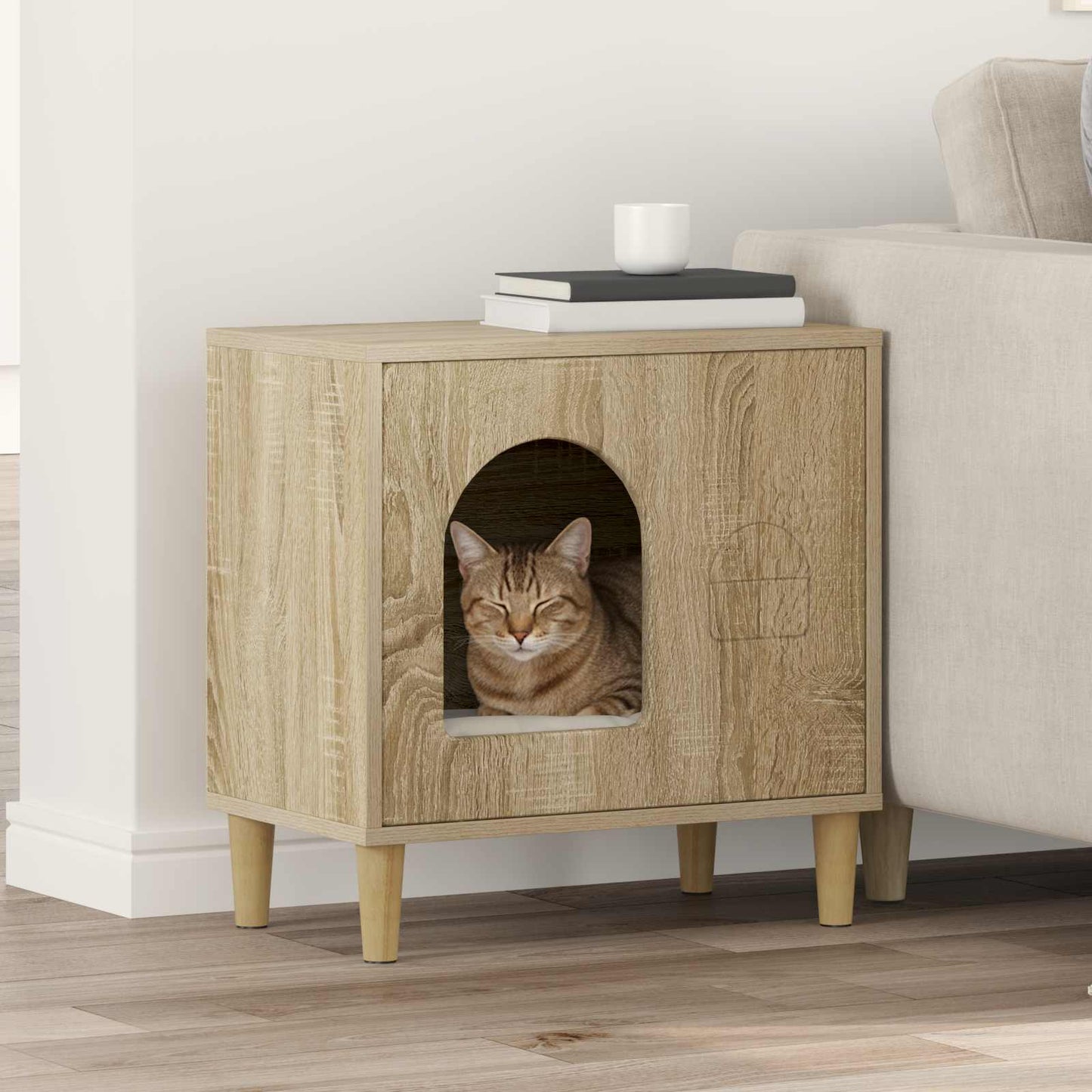Kattenhuis 51 X 30 X 52 Cm Bewerkt Hout