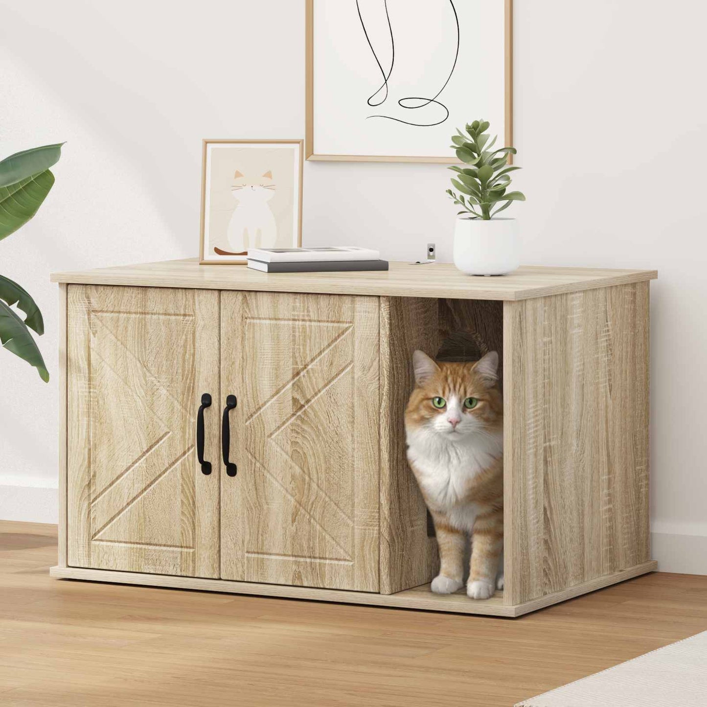 Kattenhuis Beton 85 X 55 X 50 Cm Bewerkt Hout