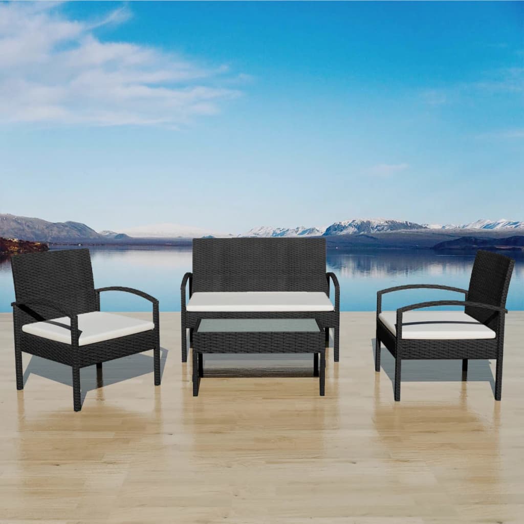 Loungeset Met Kussens Poly Rattan