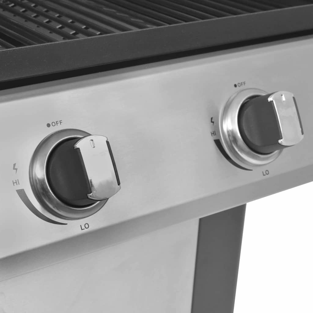 Gas Barbecue Grill Met Wiel Zilver Staal Met Metaal Slang