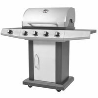 Gas Barbecue Grill Met Wiel Zilver Staal Met Metaal Slang