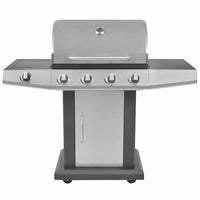 Gas Barbecue Grill Met Wiel Zilver Staal Met Metaal Slang