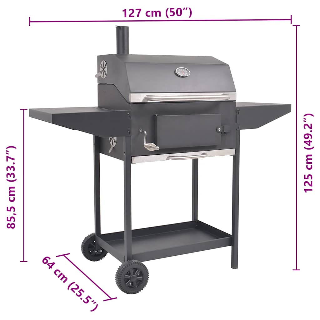 Houtskoolbarbecue Met Onderplank Zwart