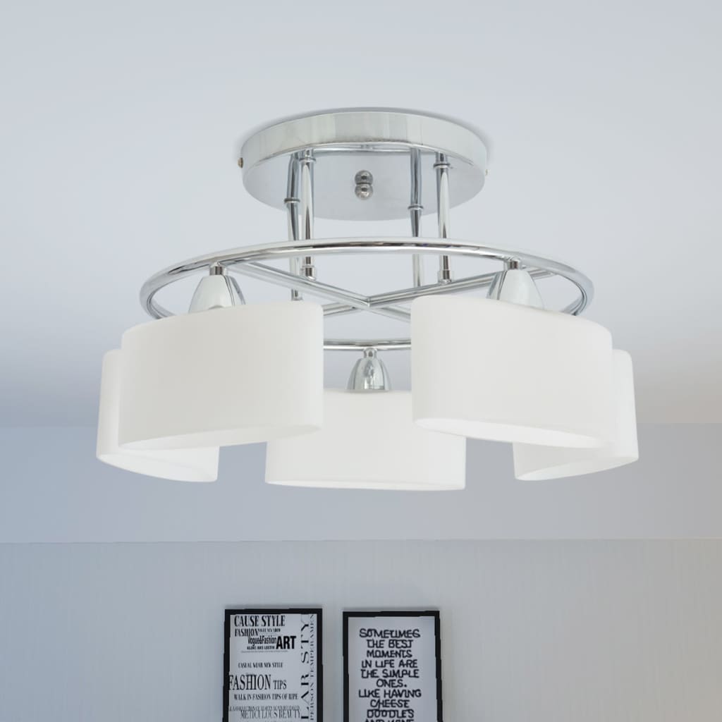 Plafondlamp Met Ellipsvormige Glazen Kappen 6Xe14