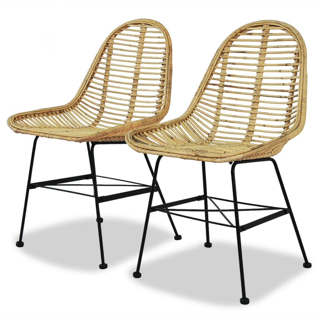 Eetkamerstoelen Rattan Natuurlijk 6 St