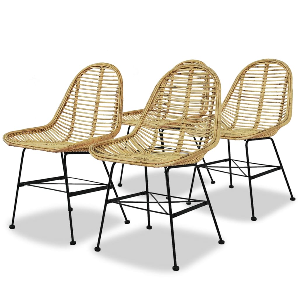 Eetkamerstoelen Rattan Natuurlijk 6 St