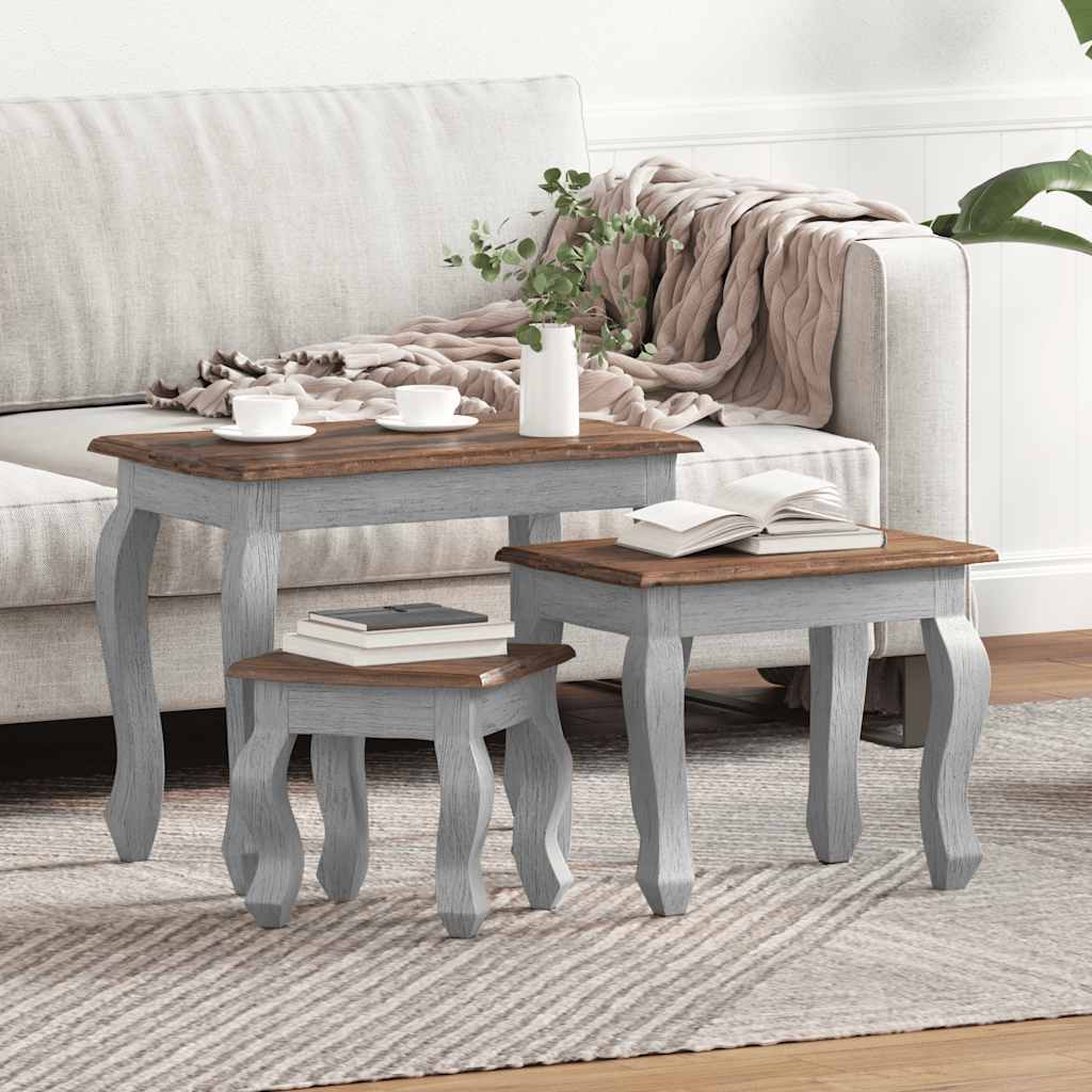 Nesttafel 3 Pcs Bruin Massief Mahoniehout