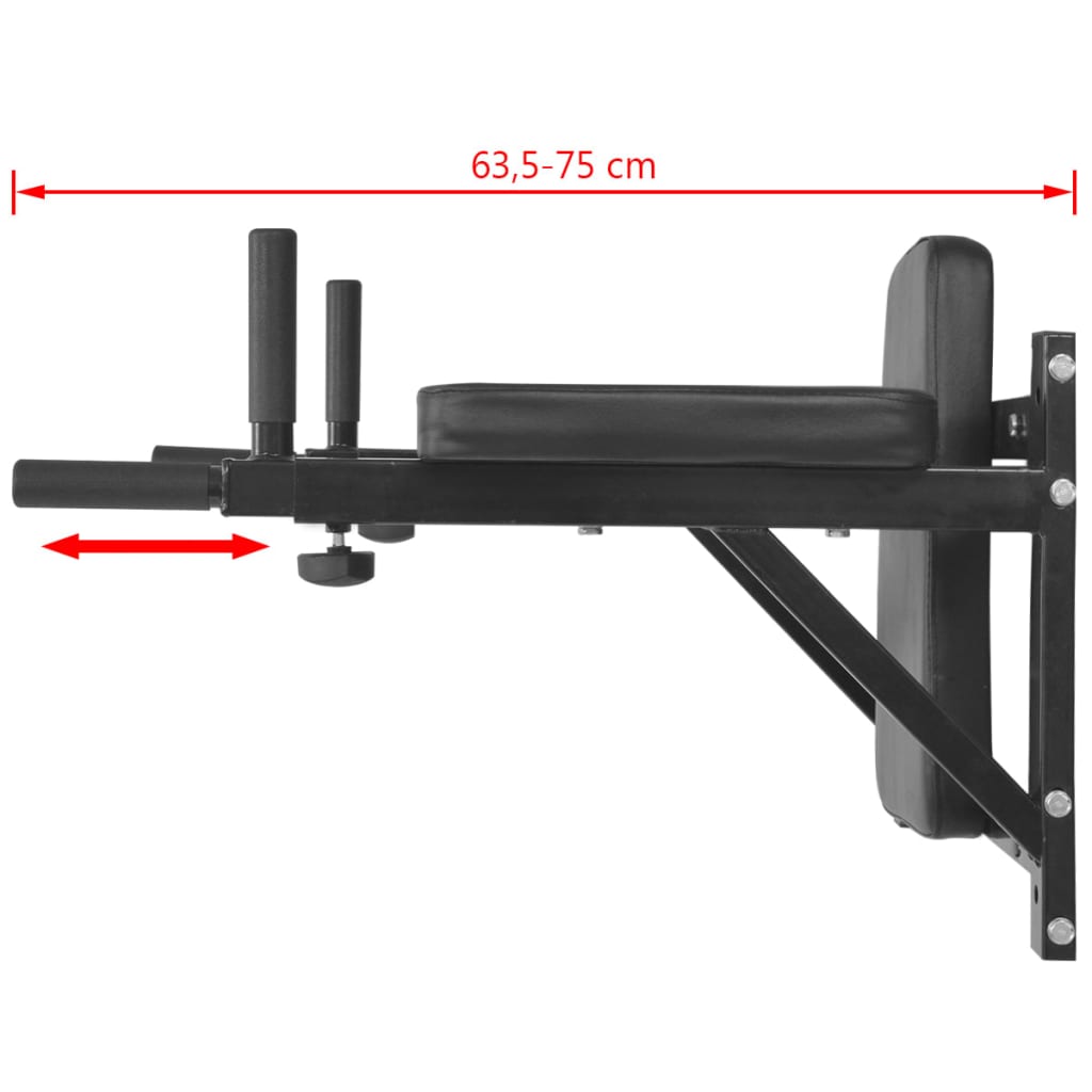 Dipstation Fitnessapparaat Wandgemonteerd Zwart