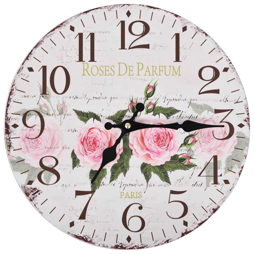 Wandklok Vintage Stijl Bloemen