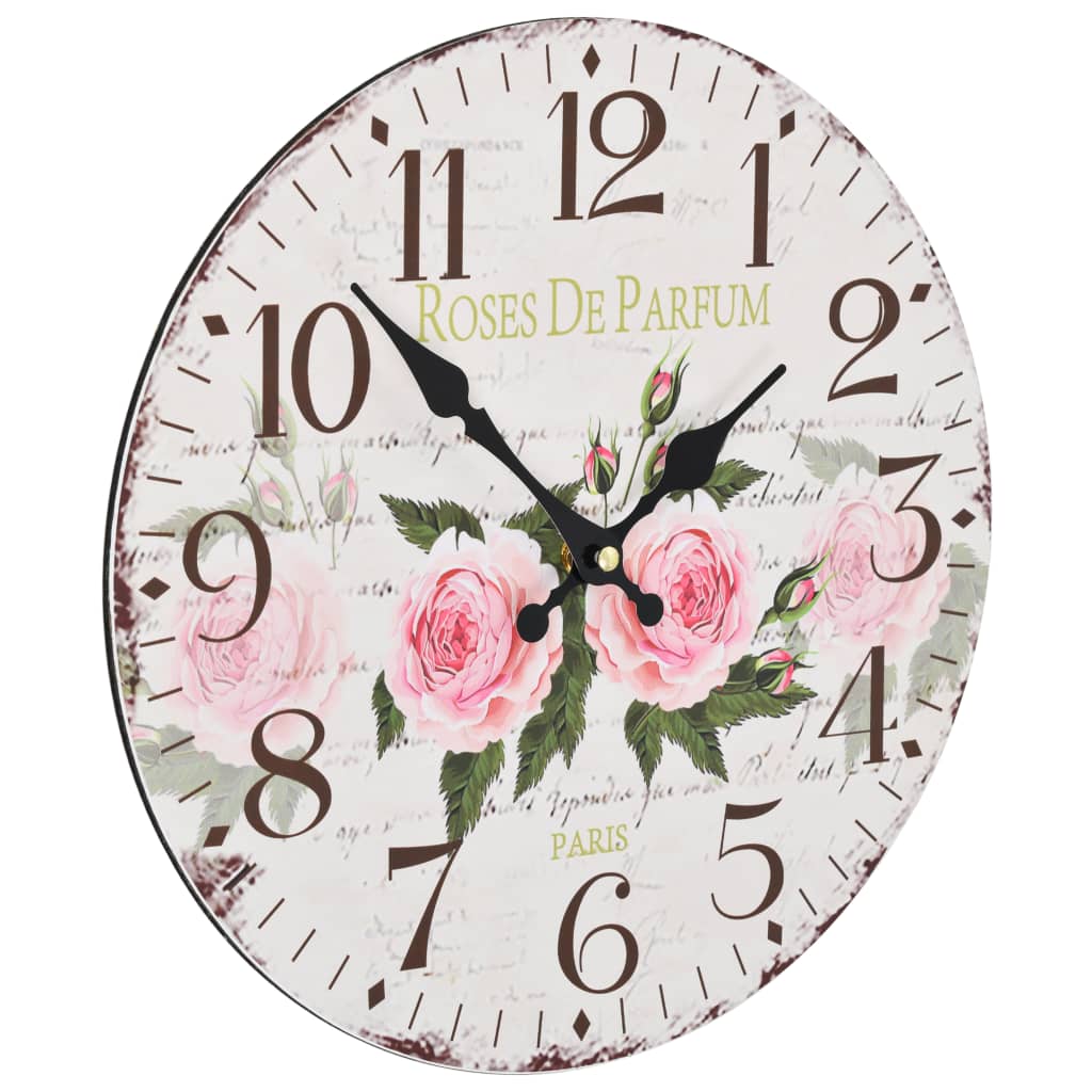 Wandklok Vintage Stijl Bloemen