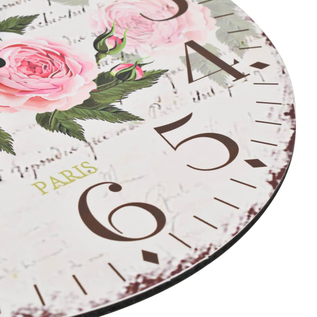 Wandklok Vintage Stijl Bloemen