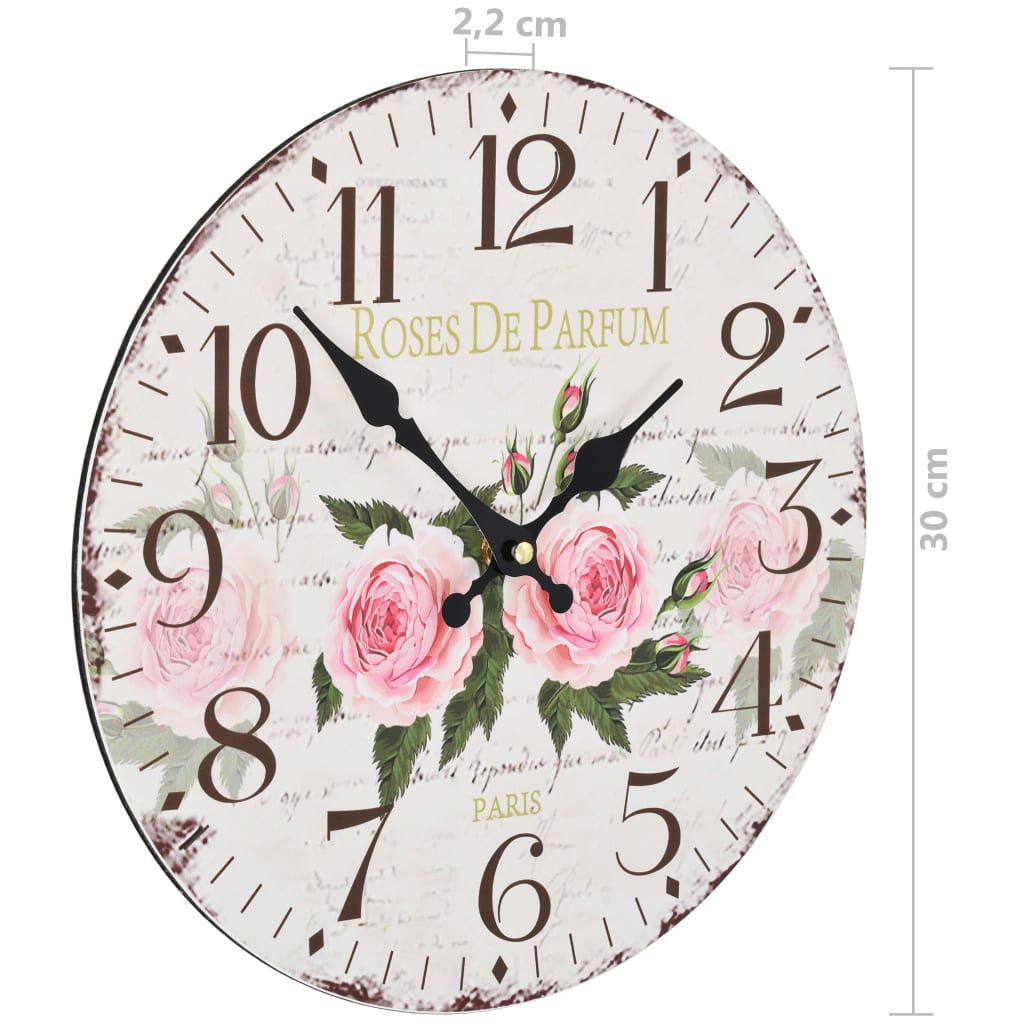 Wandklok Vintage Stijl Bloemen