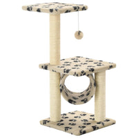 Kattenkrabpaal Met Sisal Krabpalen Pootafdrukken Beige