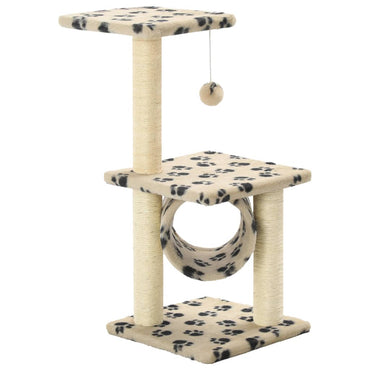 Kattenkrabpaal Met Sisal Krabpalen Pootafdrukken Beige