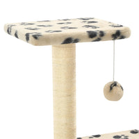 Kattenkrabpaal Met Sisal Krabpalen Pootafdrukken Beige