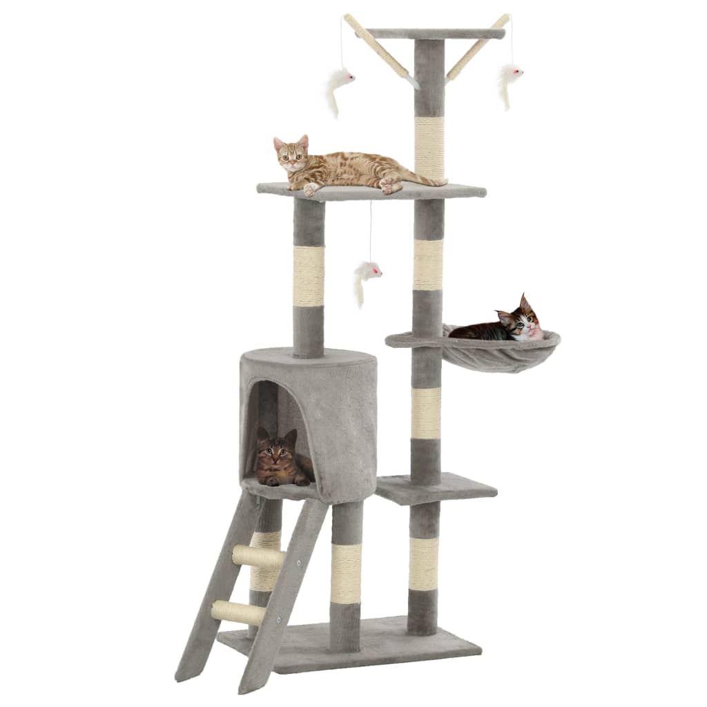 Kattenkrabpaal Met Sisal Krabpalen 138 Cm Pootafdrukken Grijs