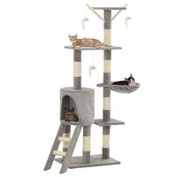 Kattenkrabpaal Met Sisal Krabpalen 138 Cm Pootafdrukken Grijs