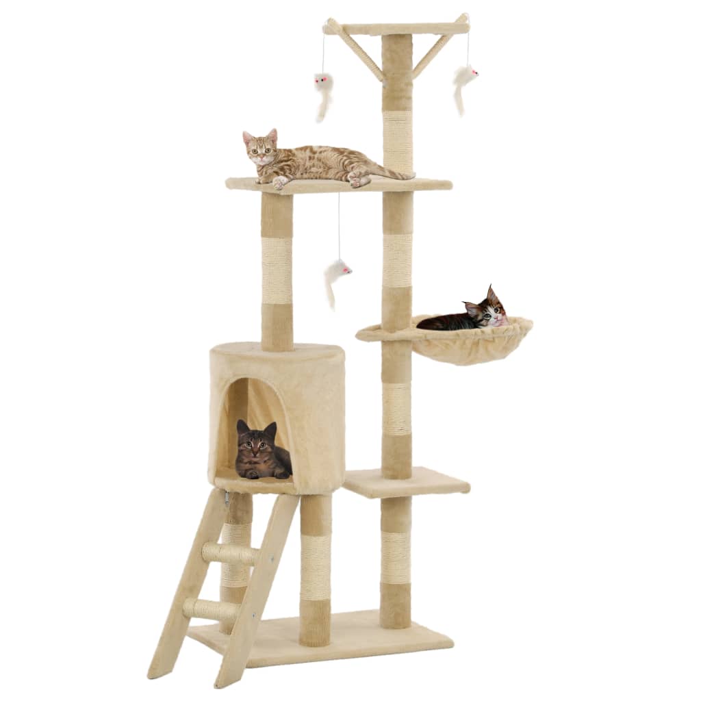 Kattenkrabpaal Met Sisal Krabpalen 138 Cm Pootafdrukken Grijs