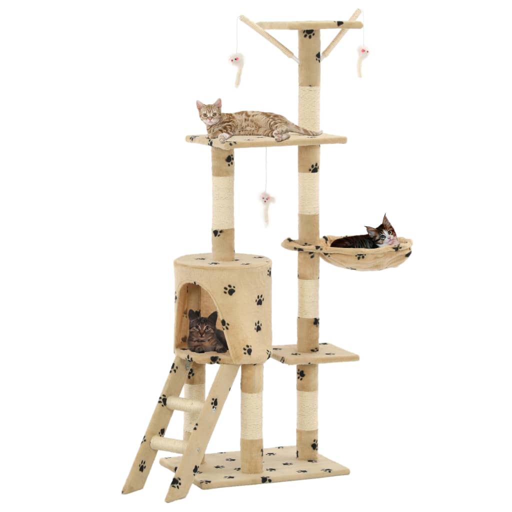 Kattenkrabpaal Met Sisal Krabpalen 138 Cm Pootafdrukken Grijs